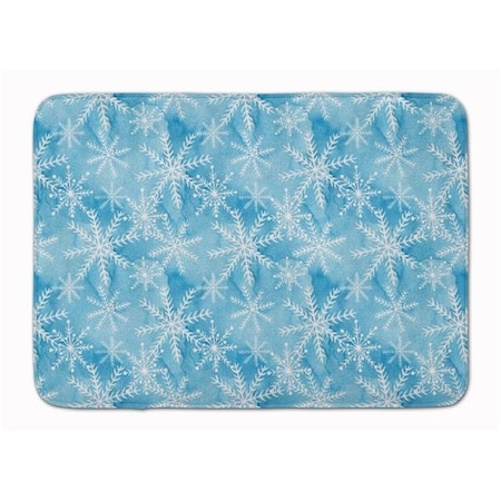 Carolines Treasures Carolines Treasures BB7553RUG Watercolor Snowflake on Blue Machine Washable Memory Foam Mat BB7553RUG